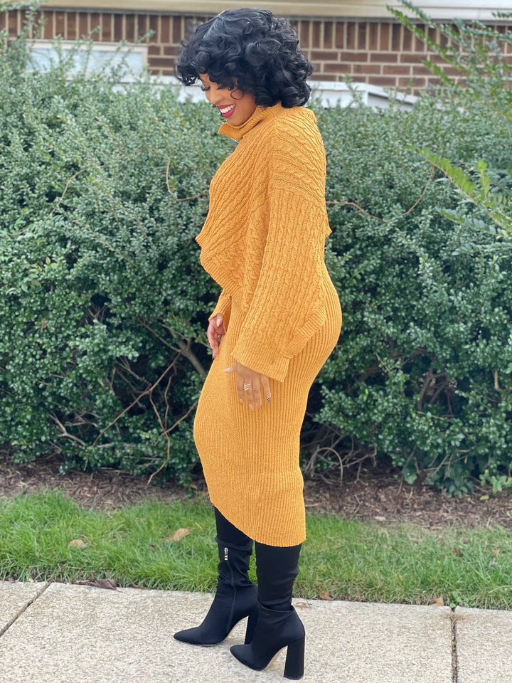 yellow knit sweater dress Mustard Yellow Dress - Sweater Dress - Crocheted Sleeve Dress